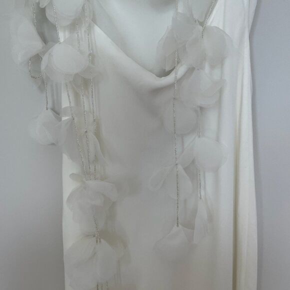 NWT Cult Gaia Nymeria Stretch-Silk 3D Floral Open Back Gown Off White Size XS - Picture 8 of 12